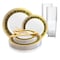 Smarty Had A Party White with Black and Gold Royal Rim Plastic Wedding Value Set, 720PK 970BGVS120 - alternate 1